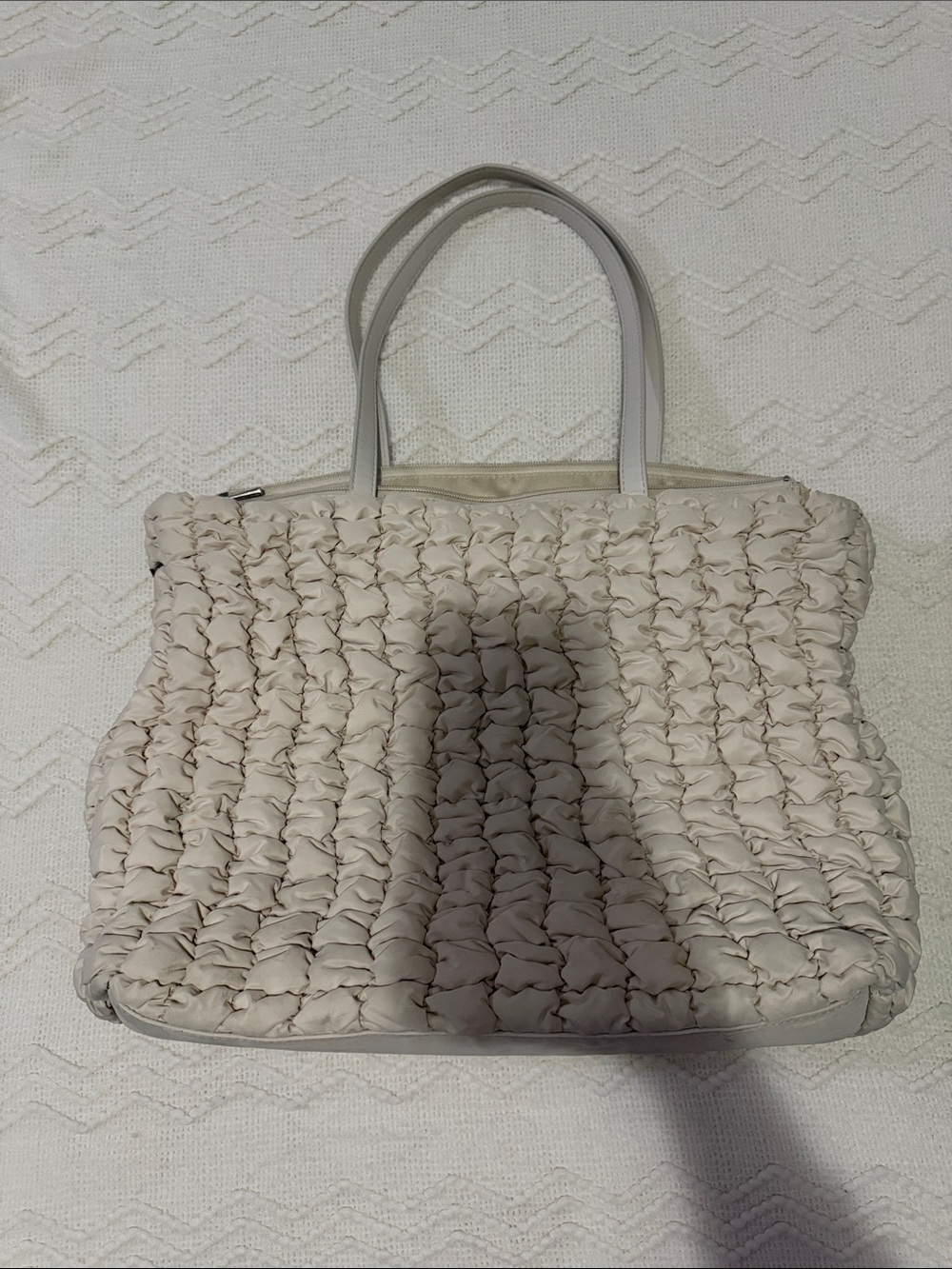 Woven Quilted Tote Bag in Light Beige - Chic Everyday Carry